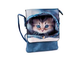 Crossbody kabelka s modrookou mačičkou