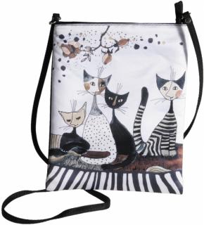 Crossbody kabelka s šedými mačkami