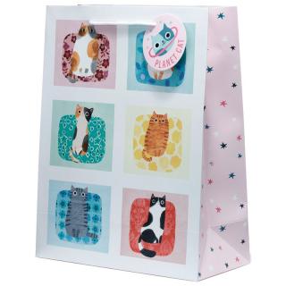 Darčeková taška s maľovanými mačkami - veľkosť L