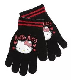 Detské rukavice s mačičkou Hello Kitty - čierna, ružová, fialová čierná