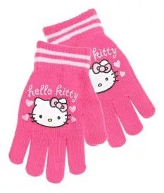 Detské rukavice s mačičkou Hello Kitty - čierna, ružová, fialová ružová