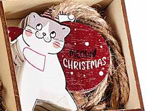 Drevená vianočná ozdoba s mačkou - 6 variant 1