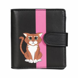 Koženková peňaženka s kreslenou mačkou