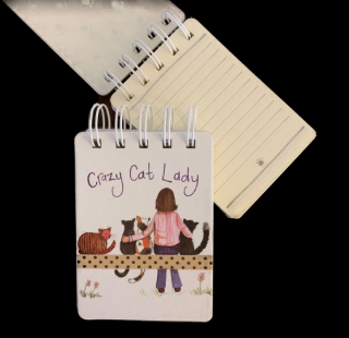 Krúžkový zápisník s dámou a mačkami - dizajn Alex Clark