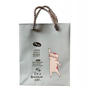 Malá darčeková taška s mačkou - ružová, bedomodrá bleděmodrá