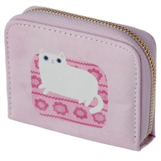 Menšia peňaženka s kreslenou mačkou - 2 varianty ružová