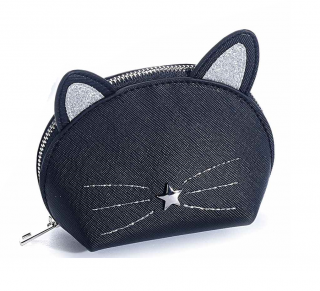 Peňaženka / kľúčenka s mačkou - čierna, biela čierná