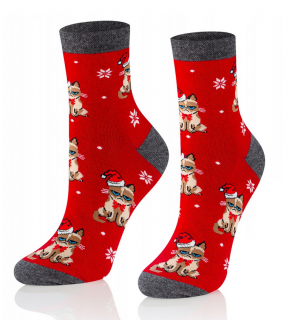 Ponožky s vianočnou mačkou Grumpy Cat vel. 35-37