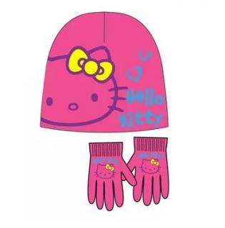 Sada čiapky a rukavice s mačičkou Hello Kitty - 2 farby, 2 veľkosti růžová, obvod hlavy 54 cm
