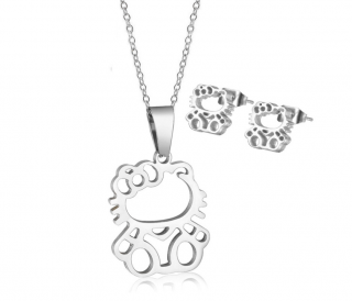 Set náušnice a náhrdelník mačička Hello Kitty - chirurgická oceľ