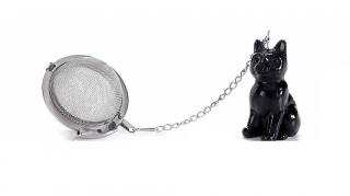 Sitko na čaj s mačkou na Mesiaci - 4 varianty černá sedící kočička