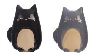 Soľnička a korenička - keramický set dve mačky