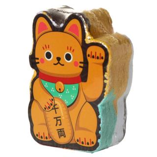 Stlačený cestovný uterák v tablete s mačkou Maneki Neko čierná