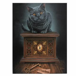 Veľký obraz na plátne s mačkou na Pandorinej skrinke - design Lisa Parker