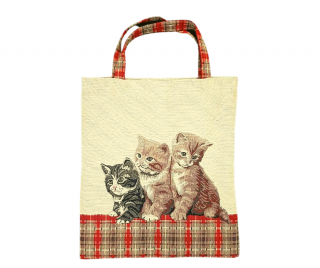 Vyšívaná nákupná taška s tromi mačkami