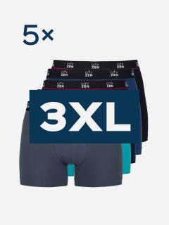 5pack pánskych boxeriek PUNO - navy, modrá, čierna, petrolej, sivá - 3XL