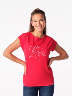 Dámske tričko ALTA červené, potlač Anjel Veľkosť: L/42