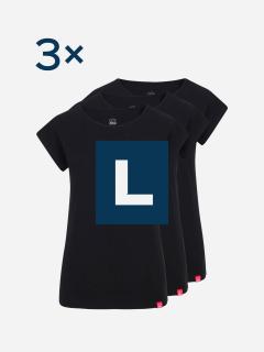 Triplepack čiernych dámskych tričiek ALTA - L