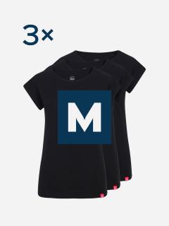 Triplepack čiernych dámskych tričiek ALTA - M