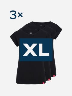 Triplepack čiernych dámskych tričiek ALTA - XL