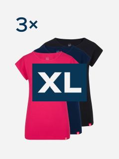 Triplepack dámskych tričiek ALTA - malina, čierna, navy - XL