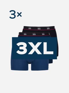 Triplepack pánskych boxeriek PUNO - navy, modrá, čierna - 3XL