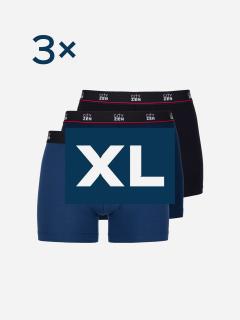 Triplepack pánskych boxeriek PUNO - navy, modrá, čierna - XL