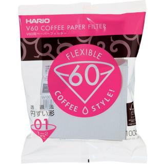 Hario papierové filtre V60-01 100 ks, biele (Hario V60-01 papierové filtre 100 kusov)