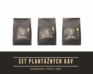 Set plantážnych káv (250g Kenya, 250g Etiópia, 250g Cuba)