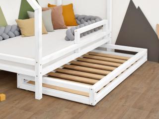 Bielý úložný šuplík 2IN1 pod posteľ na kolieskach 90 x 160 cm (pod posteľ 90 x 180 cm) s roštom