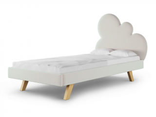 Čalúnená jednolôžková posteľ CLOUD do detskej izby Zvoľte farbu: Krémová, Zvoľte rozmer: 90x200 cm, Zvoľte stranu: Vľavo