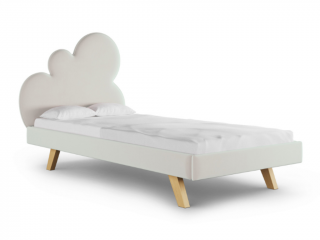 Čalúnená jednolôžková posteľ CLOUD do detskej izby Zvoľte farbu: Krémová, Zvoľte rozmer: 90x200 cm, Zvoľte stranu: Vpravo