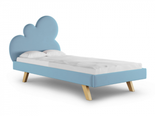 Čalúnená jednolôžková posteľ CLOUD do detskej izby Zvoľte farbu: Modrá, Zvoľte rozmer: 120x200 cm, Zvoľte stranu: Vpravo