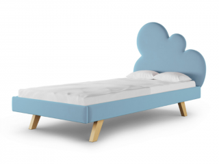 Čalúnená jednolôžková posteľ CLOUD do detskej izby Zvoľte farbu: Modrá, Zvoľte rozmer: 90x200 cm, Zvoľte stranu: Vľavo