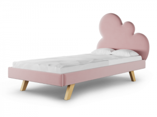 Čalúnená jednolôžková posteľ CLOUD do detskej izby Zvoľte farbu: Ružová, Zvoľte rozmer: 90x200 cm, Zvoľte stranu: Vľavo