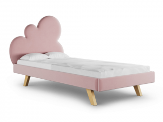 Čalúnená jednolôžková posteľ CLOUD do detskej izby Zvoľte farbu: Ružová, Zvoľte rozmer: 90x200 cm, Zvoľte stranu: Vpravo