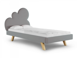 Čalúnená jednolôžková posteľ CLOUD do detskej izby Zvoľte farbu: Sivá, Zvoľte rozmer: 120x200 cm, Zvoľte stranu: Vpravo