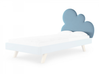 Čalúnené čelo CLOUD v tvare mraku Zvoľte farbu: Modrá, Zvoľte rozmer: 90 cm, Zvoľte stranu: Vľavo