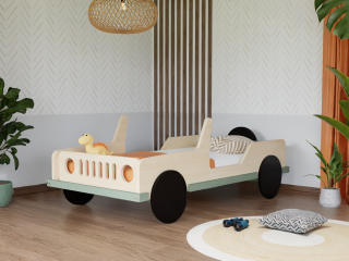 Detská auto posteľ v tvare JEEP SAFARI 80x160 cm Zvoľte farbu: Tmavo sivá