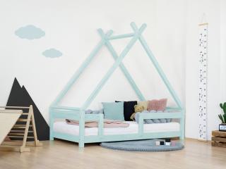 Detská domčeková posteľ TAHUKA v tvare típí s bezpečnostnou zábranou Zvoľte farbu: Svetlo modrá, Rozmer: 80x200 cm