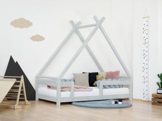 Detská domčeková posteľ TAHUKA v tvare típí s bezpečnostnou zábranou Zvoľte farbu: Svetlo sivá, Rozmer: 80x200 cm