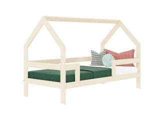Detská drevená posteľ domček SAFE 3v1 so zábranou Zvoľte farbu: Biela, Zvoľte rozmer: 90x200 cm, Zvoľte zábranu: S dvoma zábranami
