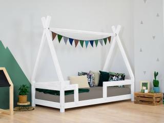 Detská drevená posteľ NAKANA v tvare teepee s bočnicou Zvoľte farbu: Biela, Rozmer: 120x180 cm