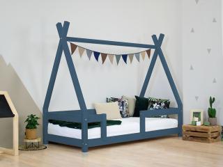 Detská drevená posteľ NAKANA v tvare teepee s bočnicou Zvoľte farbu: Námornícka modrá, Rozmer: 120x180 cm