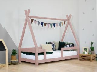 Detská drevená posteľ NAKANA v tvare teepee s bočnicou Zvoľte farbu: Pastelovo ružová, Rozmer: 120x180 cm