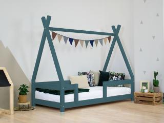 Detská drevená posteľ NAKANA v tvare teepee s bočnicou Zvoľte farbu: Petrolejová, Rozmer: 120x180 cm