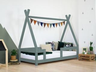 Detská drevená posteľ NAKANA v tvare teepee s bočnicou Zvoľte farbu: Šalviová zelená, Rozmer: 120x200 cm