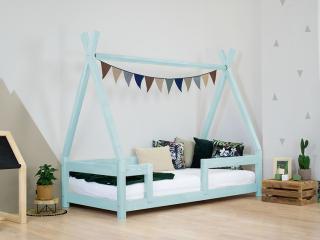 Detská drevená posteľ NAKANA v tvare teepee s bočnicou Zvoľte farbu: Svetlo modrá, Rozmer: 120x180 cm