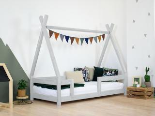 Detská drevená posteľ NAKANA v tvare teepee s bočnicou Zvoľte farbu: Svetlo sivá, Rozmer: 120x180 cm