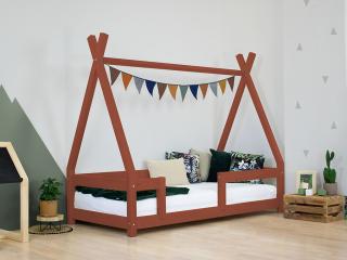 Detská drevená posteľ NAKANA v tvare teepee s bočnicou Zvoľte farbu: Tehlová, Rozmer: 120x180 cm